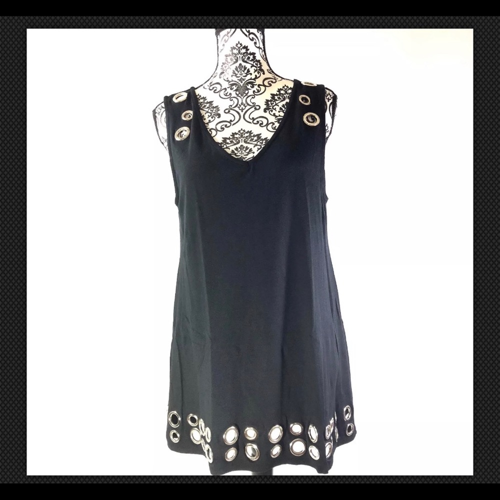 INC Petite Blouse SZ L Sleeveless V Neck Flare